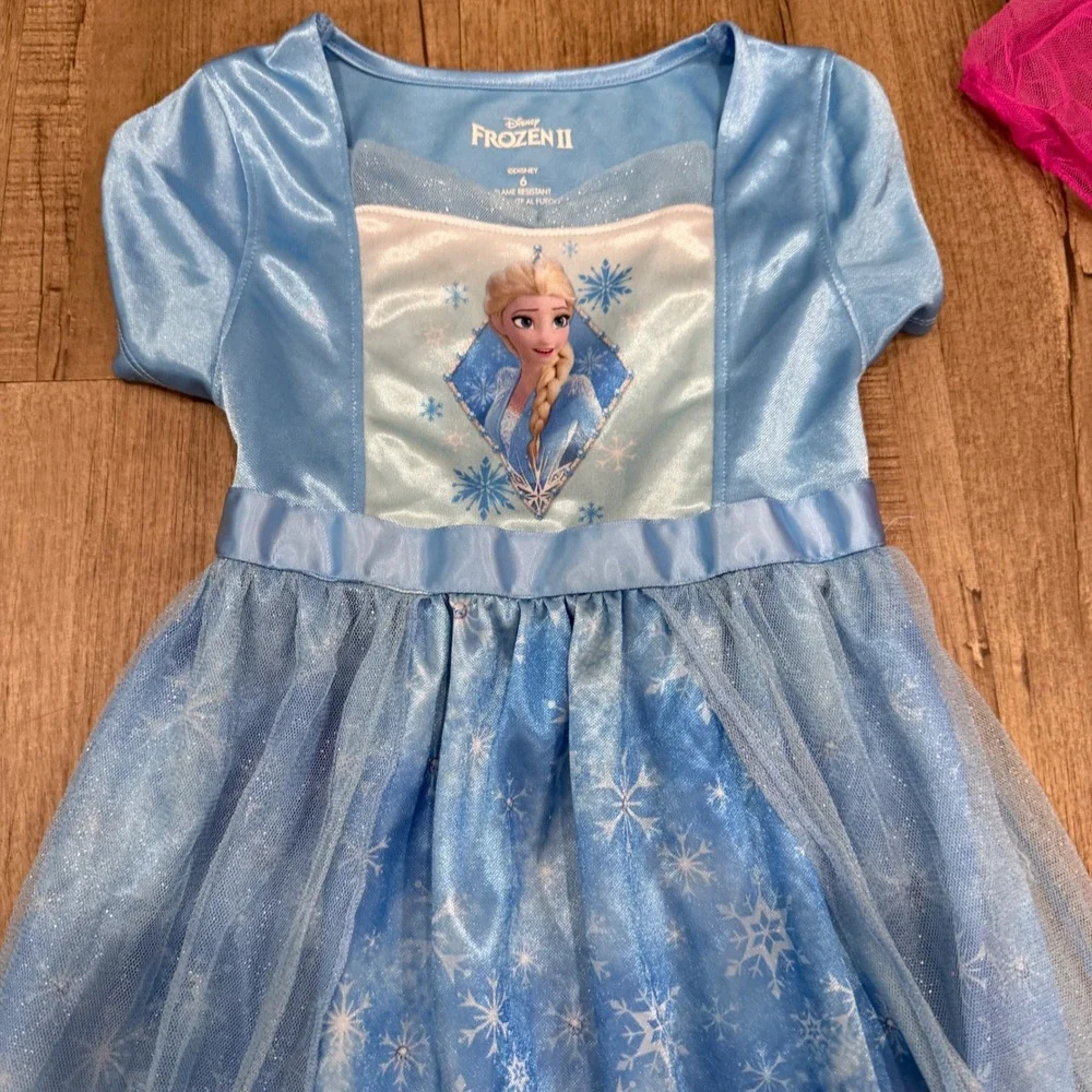 Disney Girls Frozen Elsa and Minnie Mouse Nightgown Bundle 2pc Pink Blue Size 6 - Picture 6 of 9